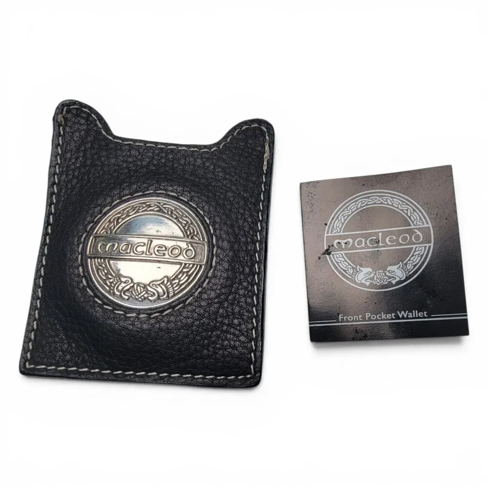 Highlander Duncan MacLeod Fossil Leather Money Clip Black w/ Storage Pouch VTG